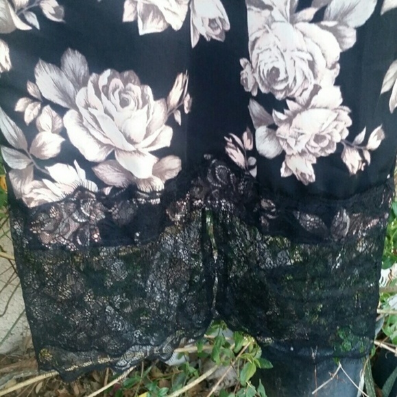 New Floral Rose Black Pink Lace Maxi Slip Dress - Picture 3 of 6